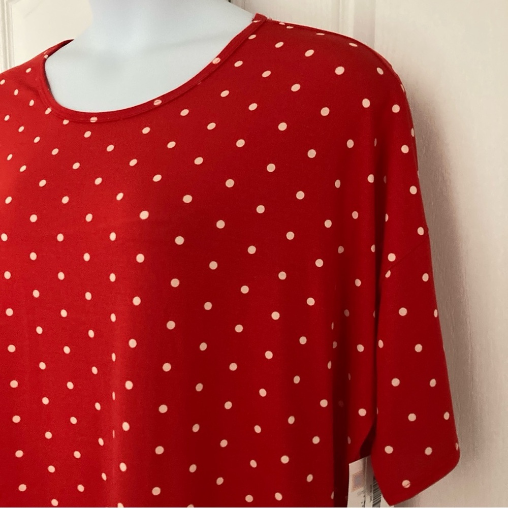 NWT LuLaRoe Irma woman’s plus size 2XL 2X XXL red with white polka dots NEW